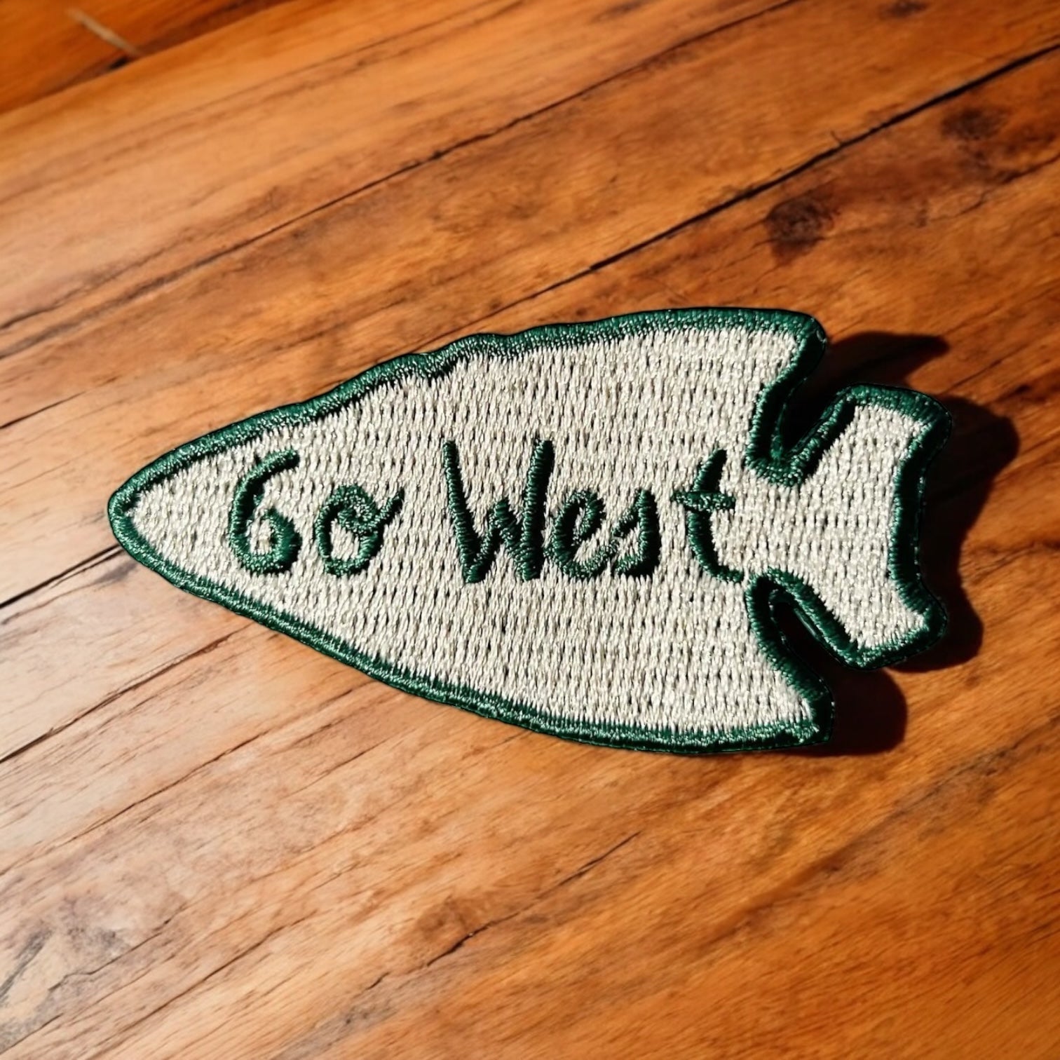 “Go West” Arrowhead Embroidered Iron On Patch  - Wander Together Outfitters