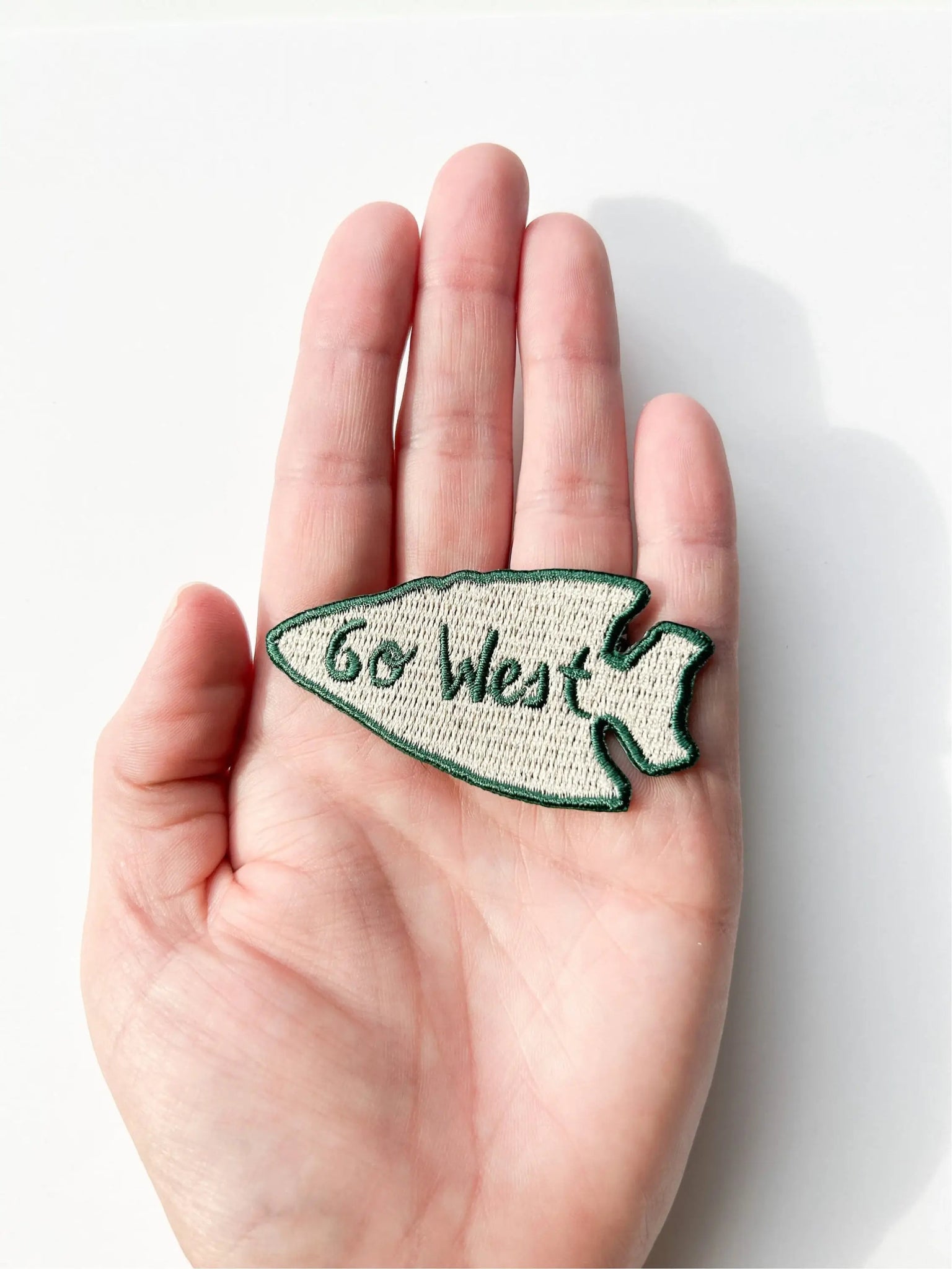“Go West” Arrowhead Embroidered Iron On Patch  - Wander Together Outfitters