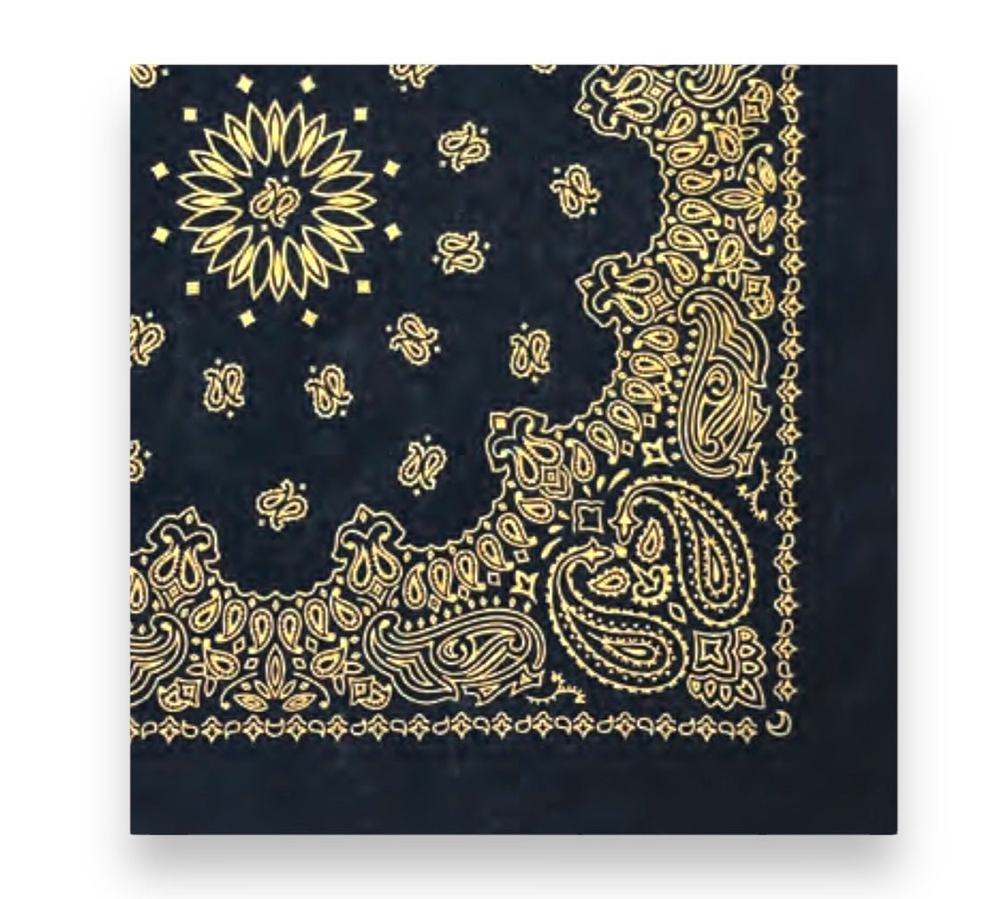 Gold Metallic on Navy Bandana - Wander Together Outfitters