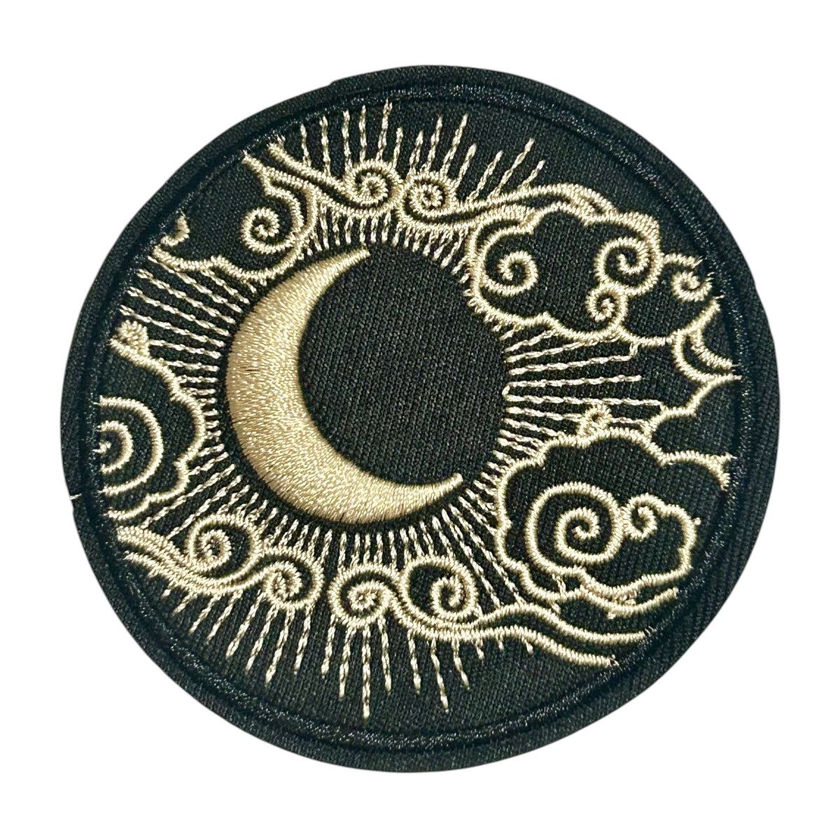 Gold Moon Round Embroidered Iron On Patch - Wander Together Outfitters