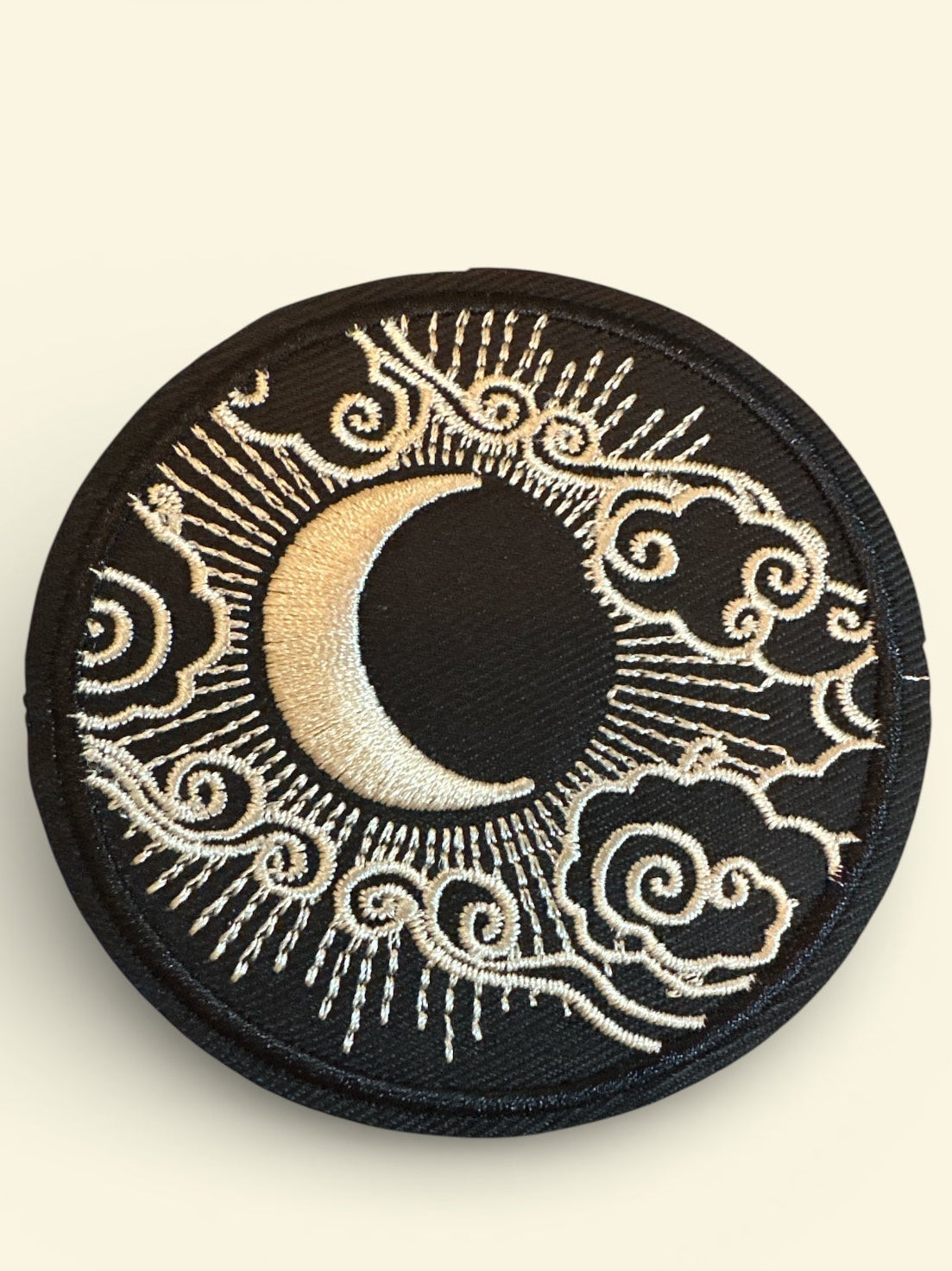 Gold Moon Round Embroidered Iron On Patch - Wander Together Outfitters