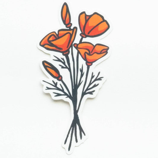 Golden Poppy Bouquet Vinyl Sticker - Wander Together Outfitters