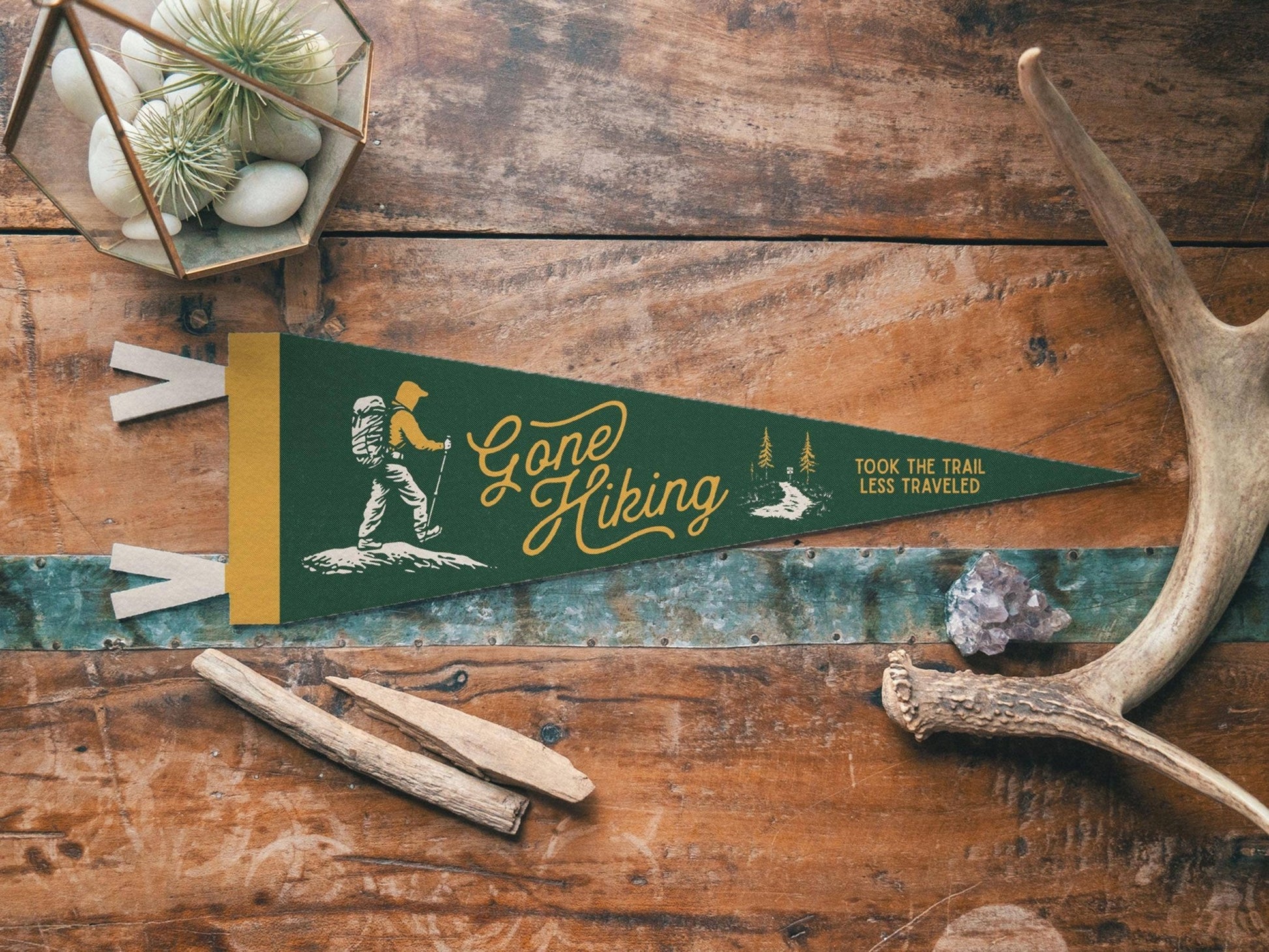 "Gone Hiking" Felt Mini Pennant - Wander Together Outfitters