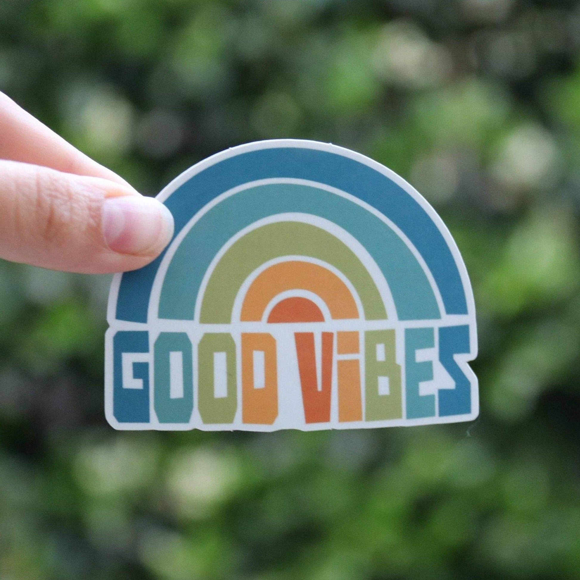 "Good Vibes" Rainbow Vinyl Sticker - Wander Together Outfitters