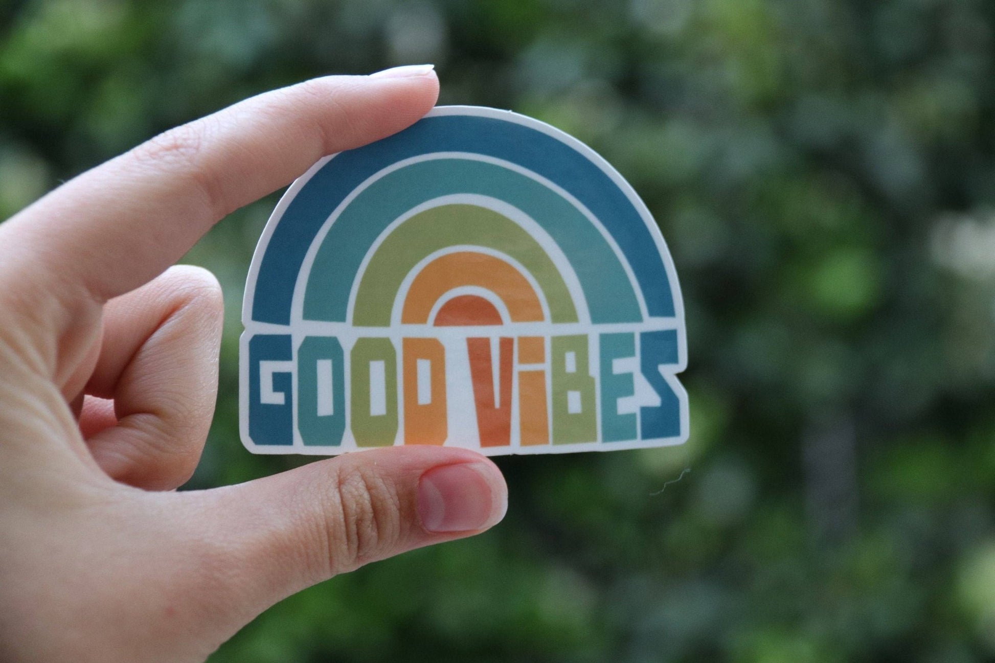 "Good Vibes" Rainbow Vinyl Sticker - Wander Together Outfitters