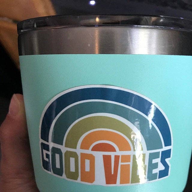 "Good Vibes" Rainbow Vinyl Sticker - Wander Together Outfitters
