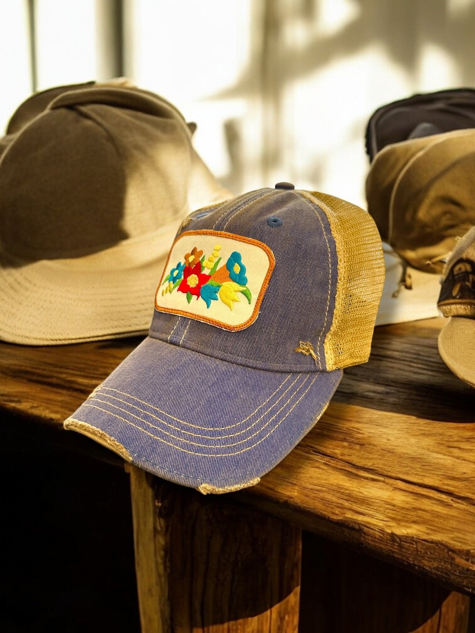 Gramma's Flowers Vintage Cap (Navy)(SALE) - Wander Together Outfitters