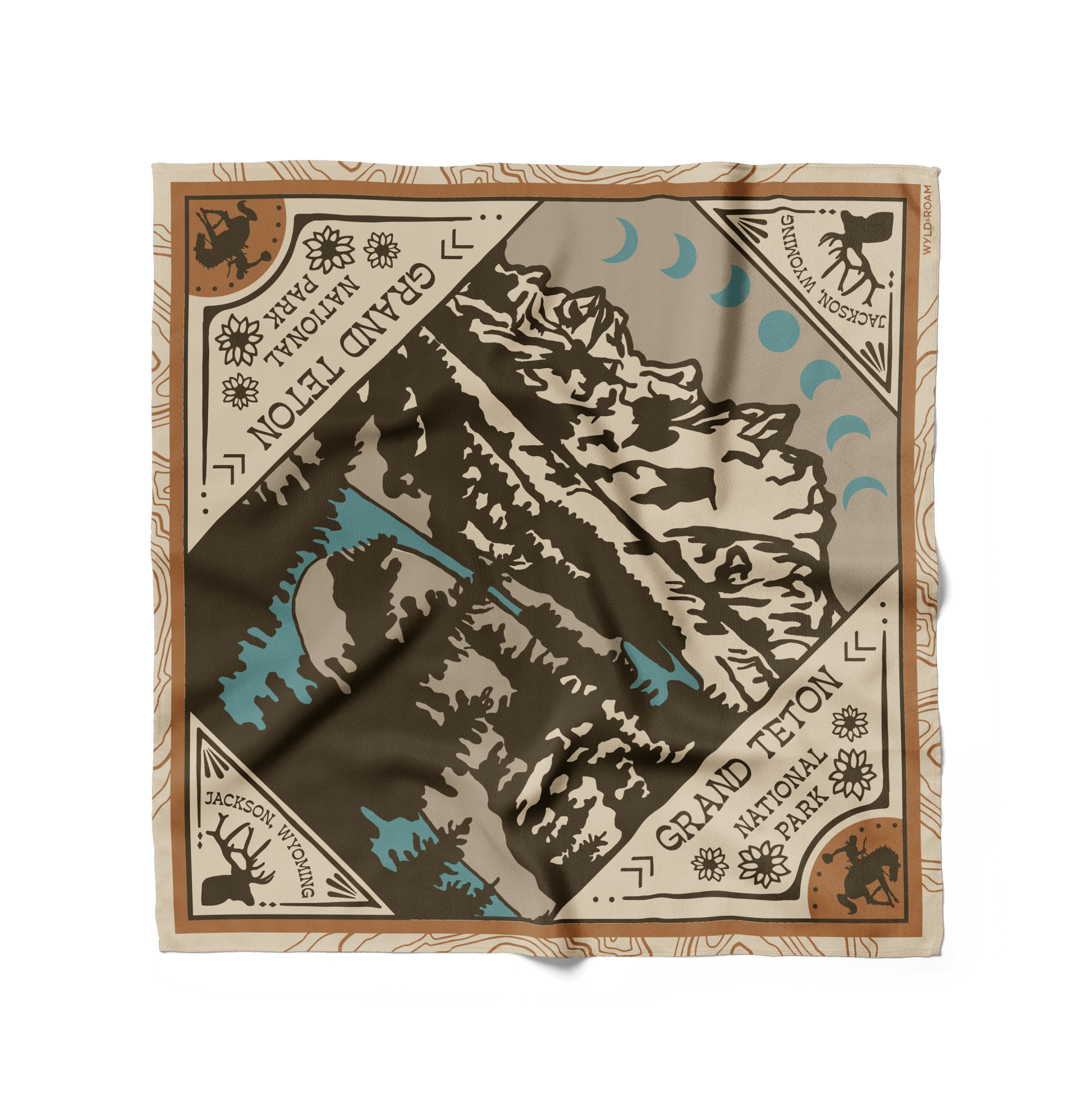 Grand Teton Bandana (Camel or Light Blue) - Wander Together Outfitters