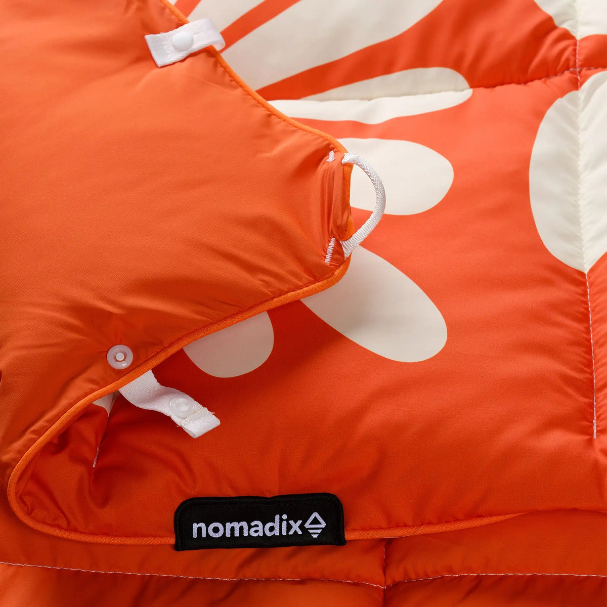 Graphene Puffer Sleeping Bag Blanket: Big Flowers Expedition Orange - Wander Together Outfitters