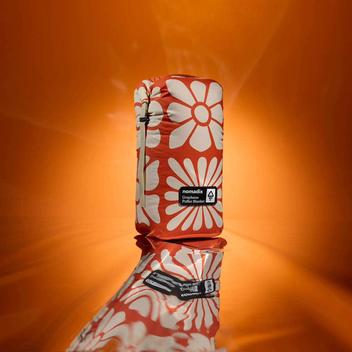 Graphene Puffer Sleeping Bag Blanket: Big Flowers Expedition Orange - Wander Together Outfitters
