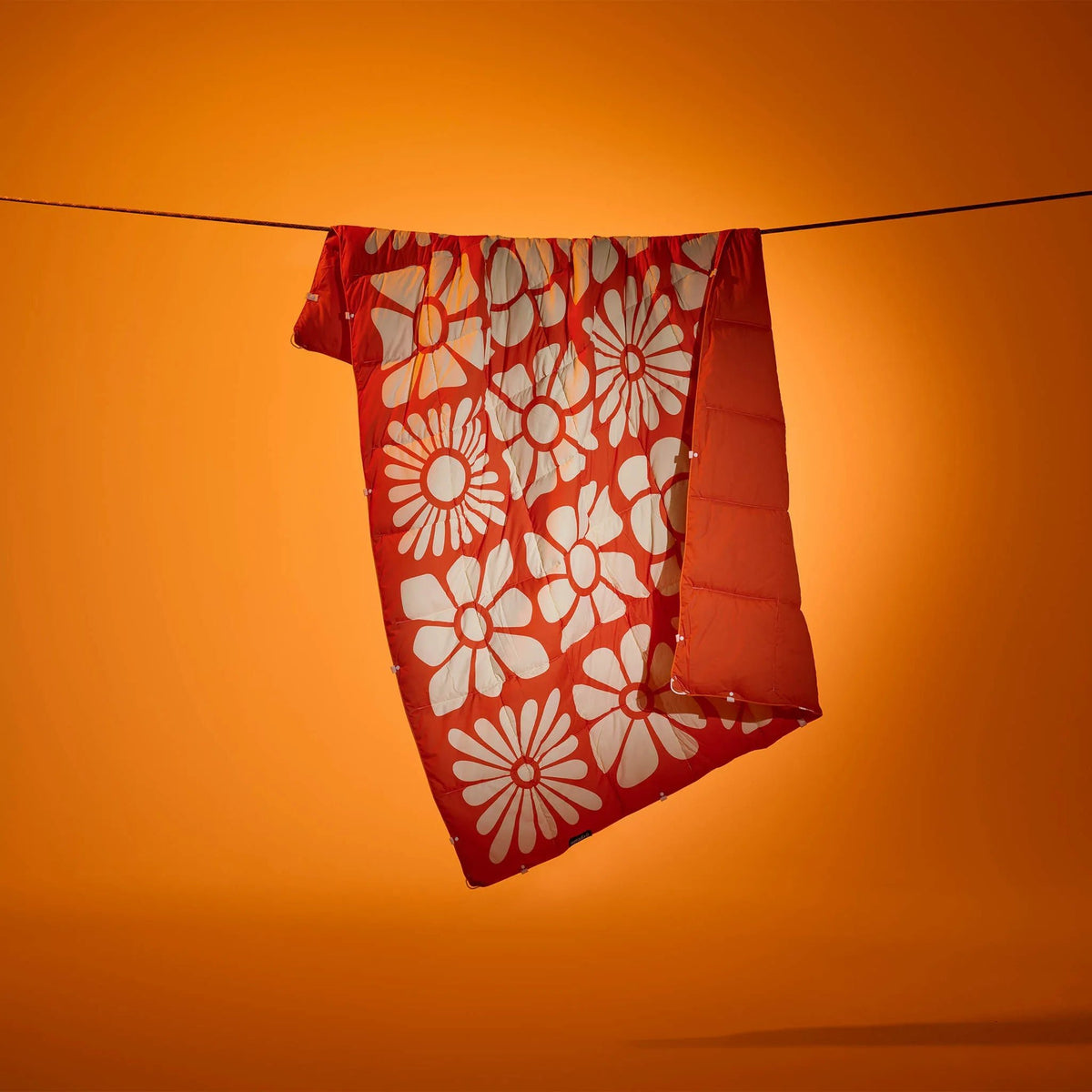 Graphene Puffer Sleeping Bag Blanket: Big Flowers Expedition Orange - Wander Together Outfitters