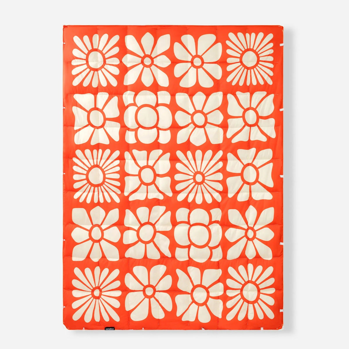 Graphene Puffer Sleeping Bag Blanket: Big Flowers Expedition Orange - Wander Together Outfitters