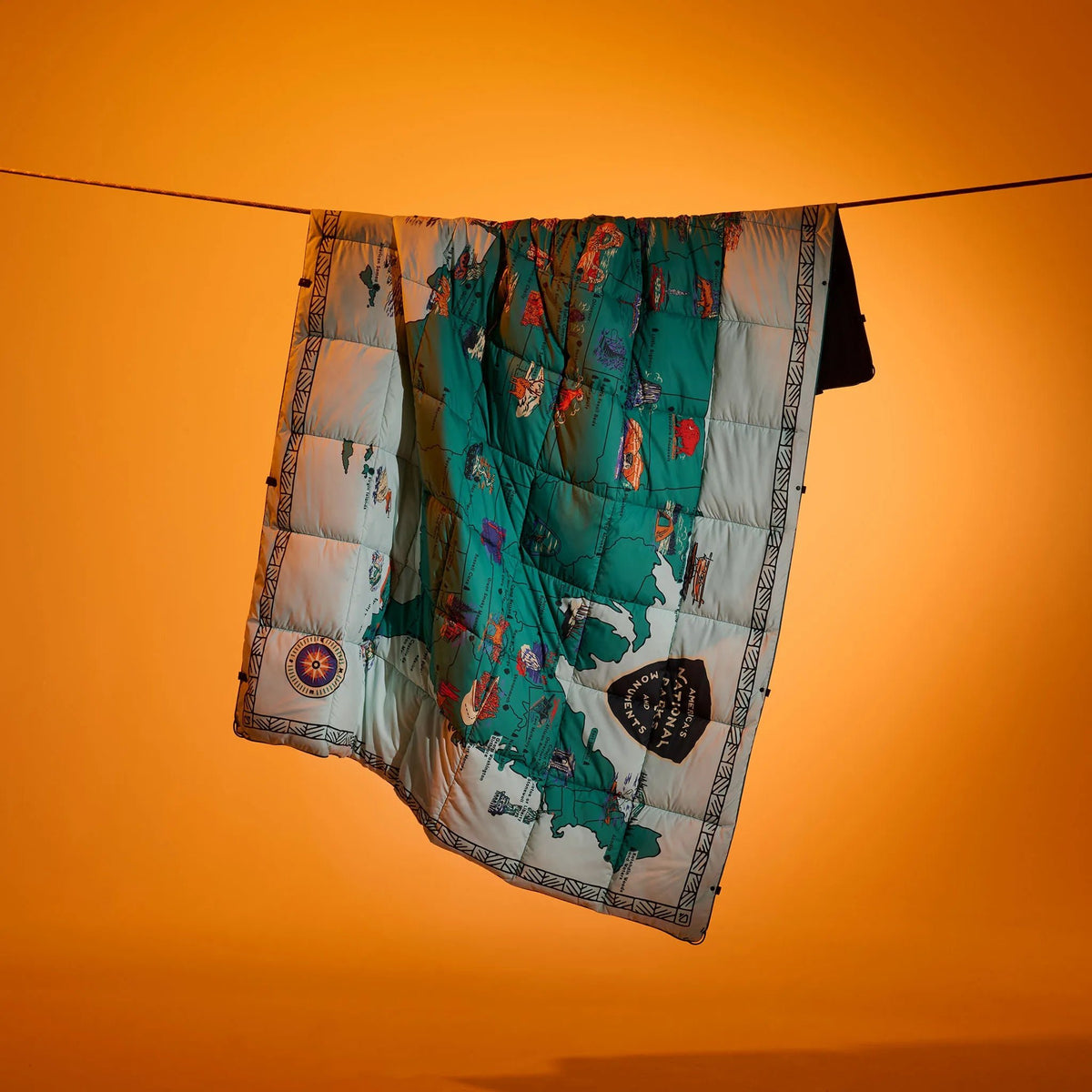 Graphene Puffer Sleeping Bag Blanket: National Parks and Monuments Map - Wander Together Outfitters