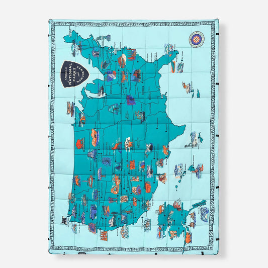 Graphene Puffer Sleeping Bag Blanket: National Parks and Monuments Map - Wander Together Outfitters