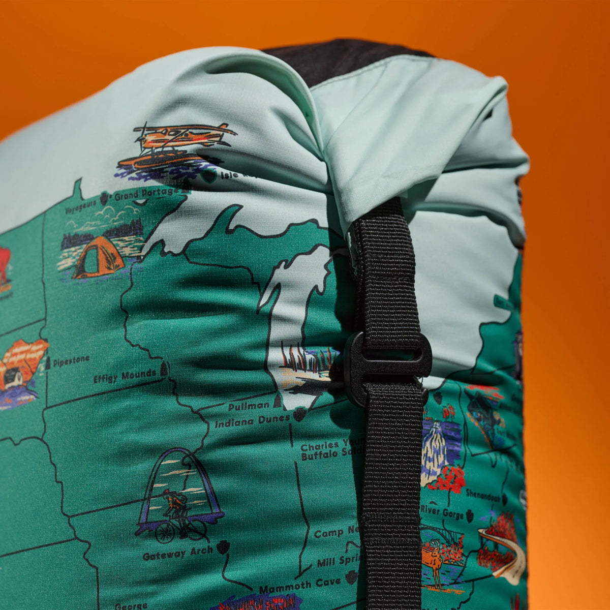 Graphene Puffer Sleeping Bag Blanket: National Parks and Monuments Map - Wander Together Outfitters
