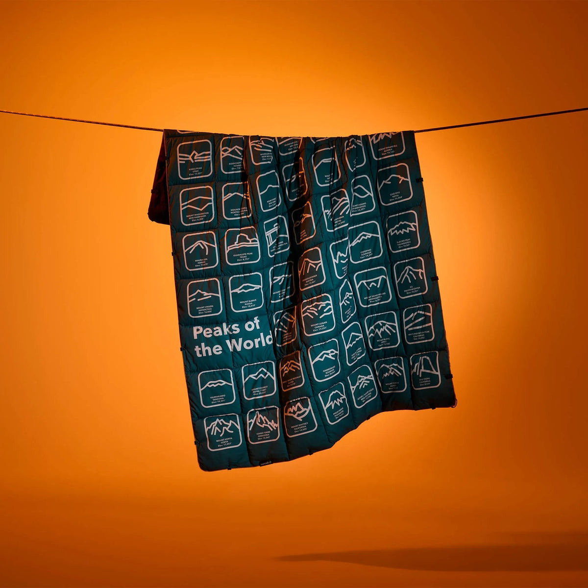 Graphene Puffer Sleeping Bag Blanket: Peaks of the World Teal Ocean - Wander Together Outfitters