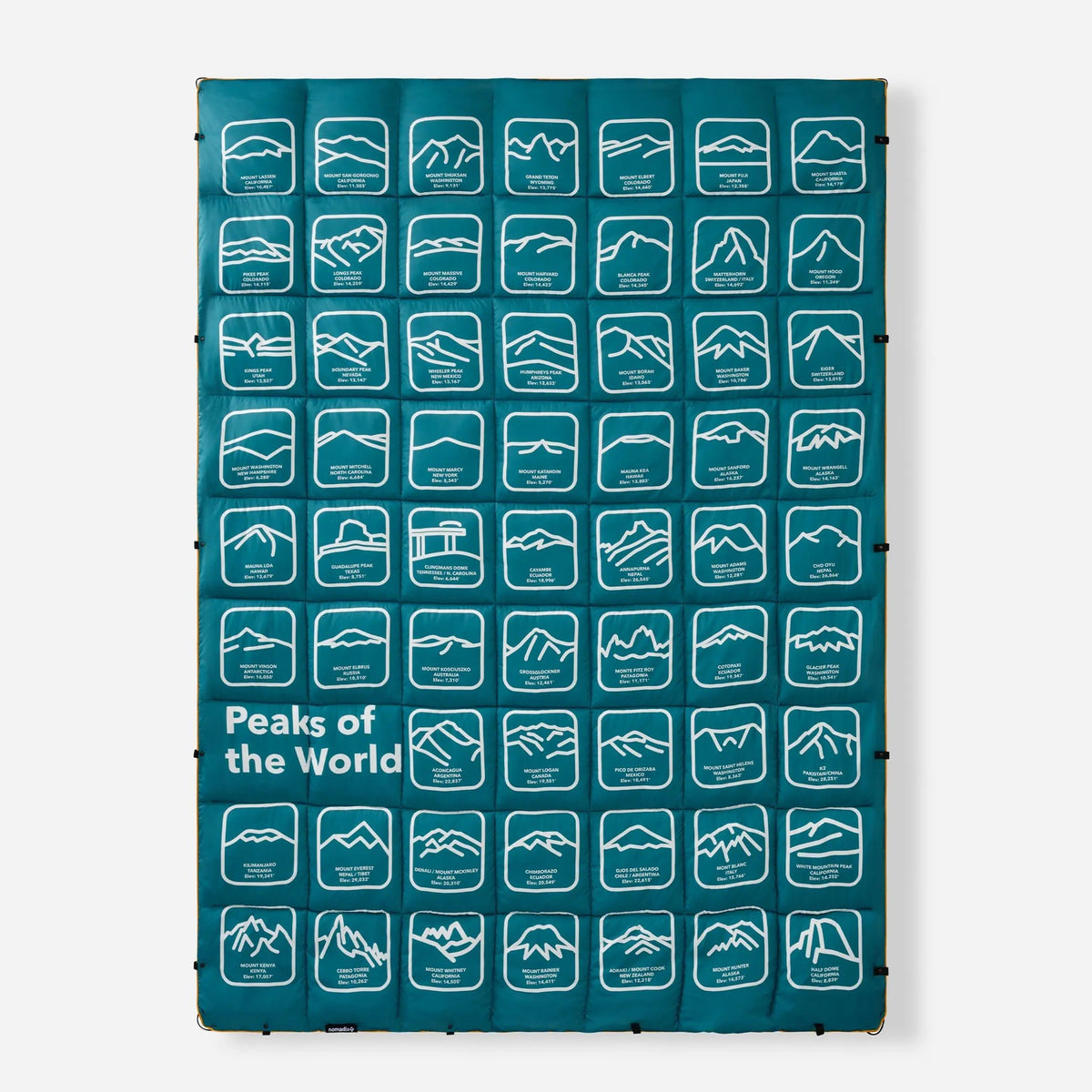 Graphene Puffer Sleeping Bag Blanket: Peaks of the World Teal Ocean - Wander Together Outfitters