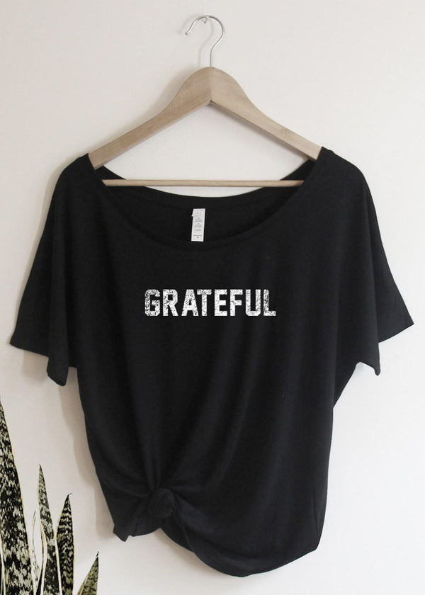 "Grateful"  Off the Shoulder Tee