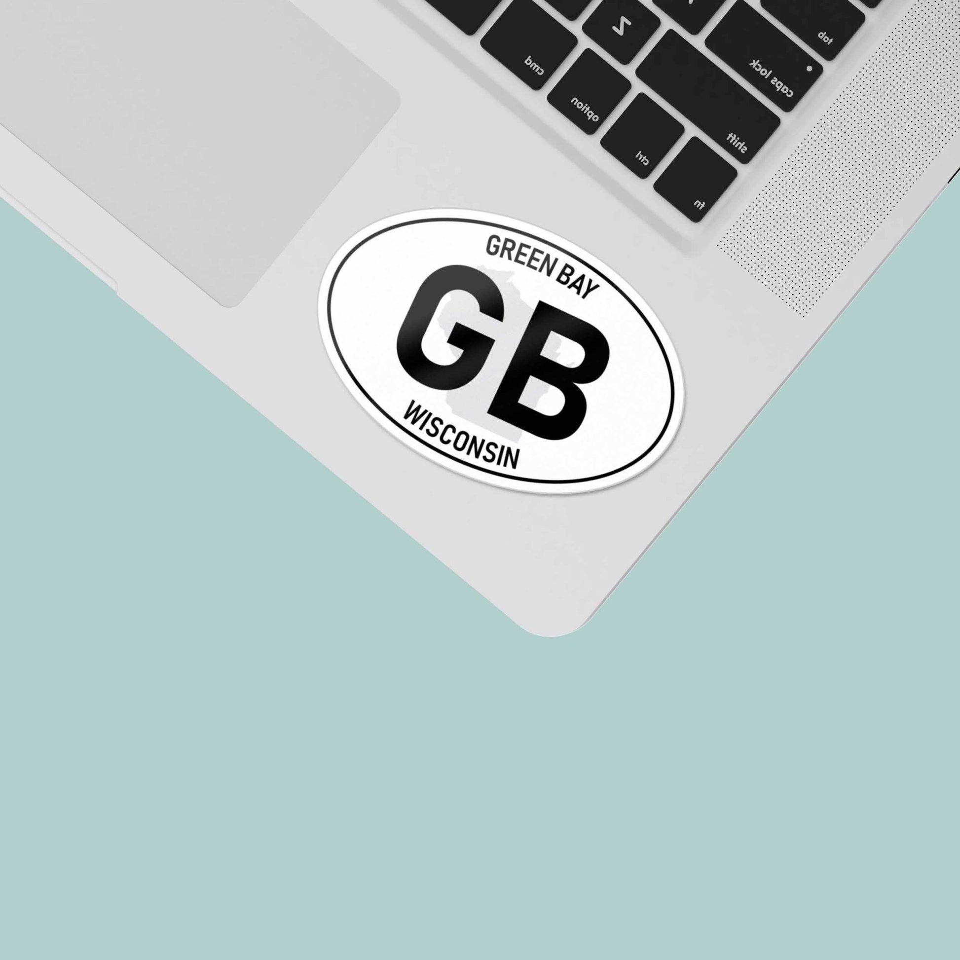 Green Bay Wisconsin "GB" White Oval Sticker - Wander Together Outfitters