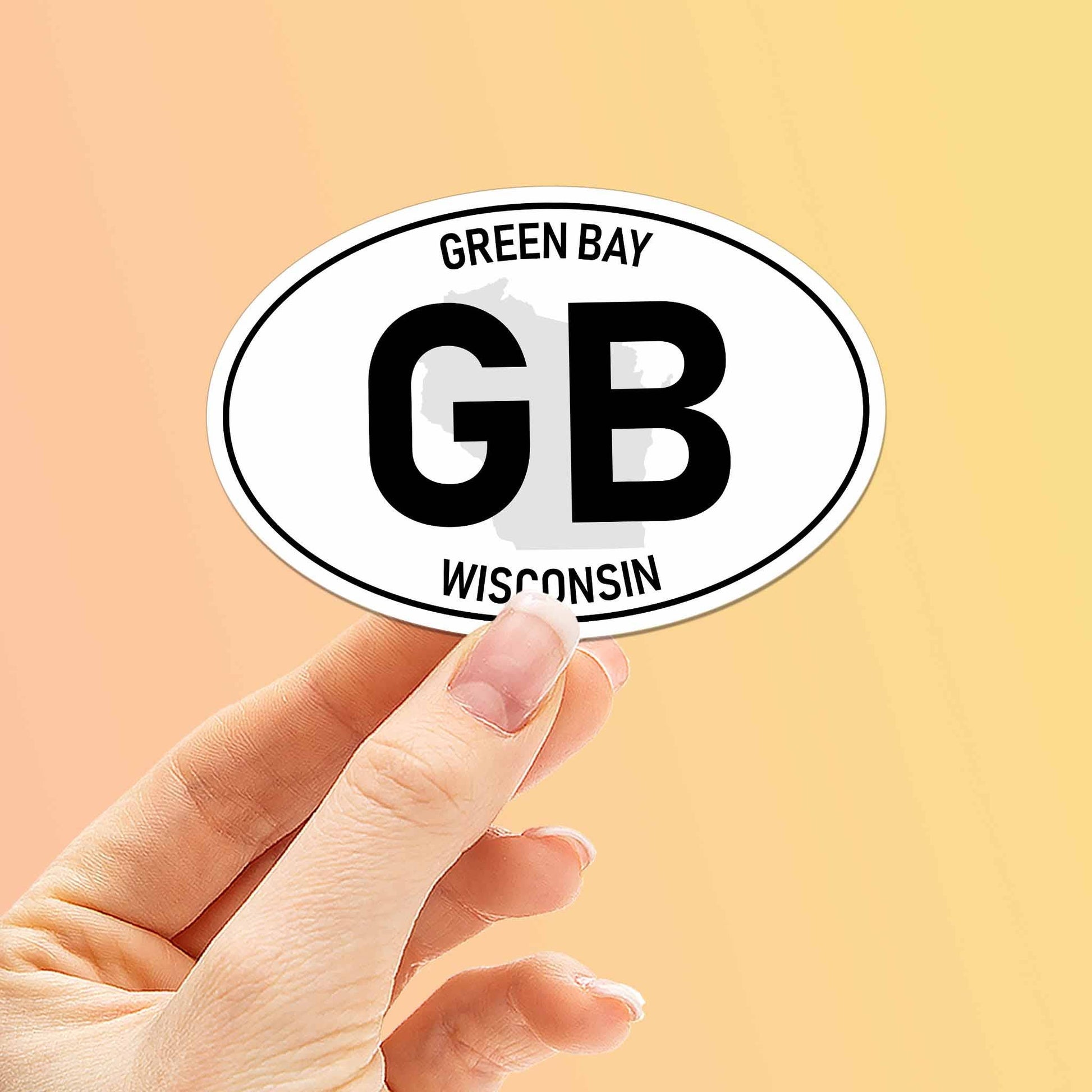 Green Bay Wisconsin "GB" White Oval Sticker - Wander Together Outfitters