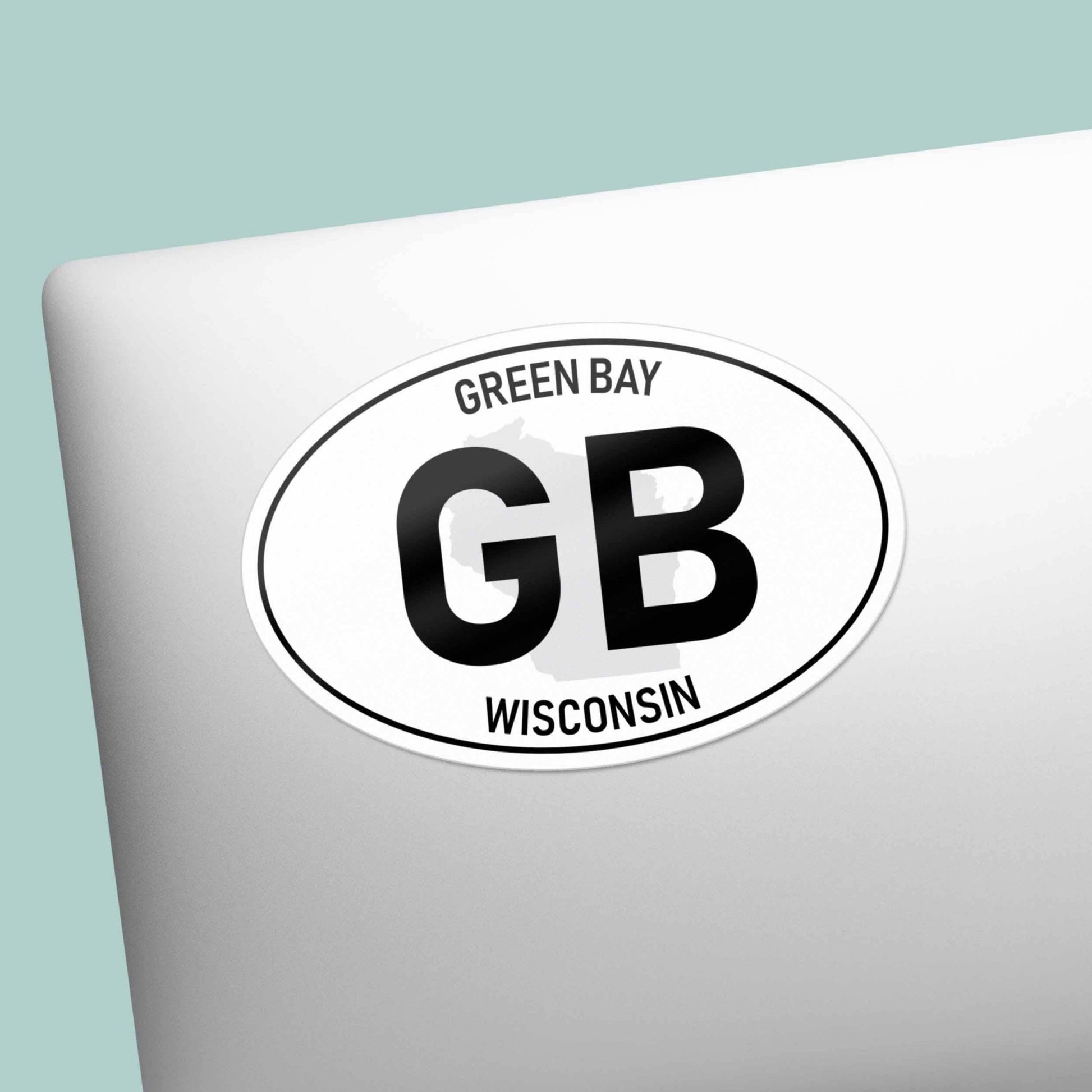 Green Bay Wisconsin "GB" White Oval Sticker - Wander Together Outfitters