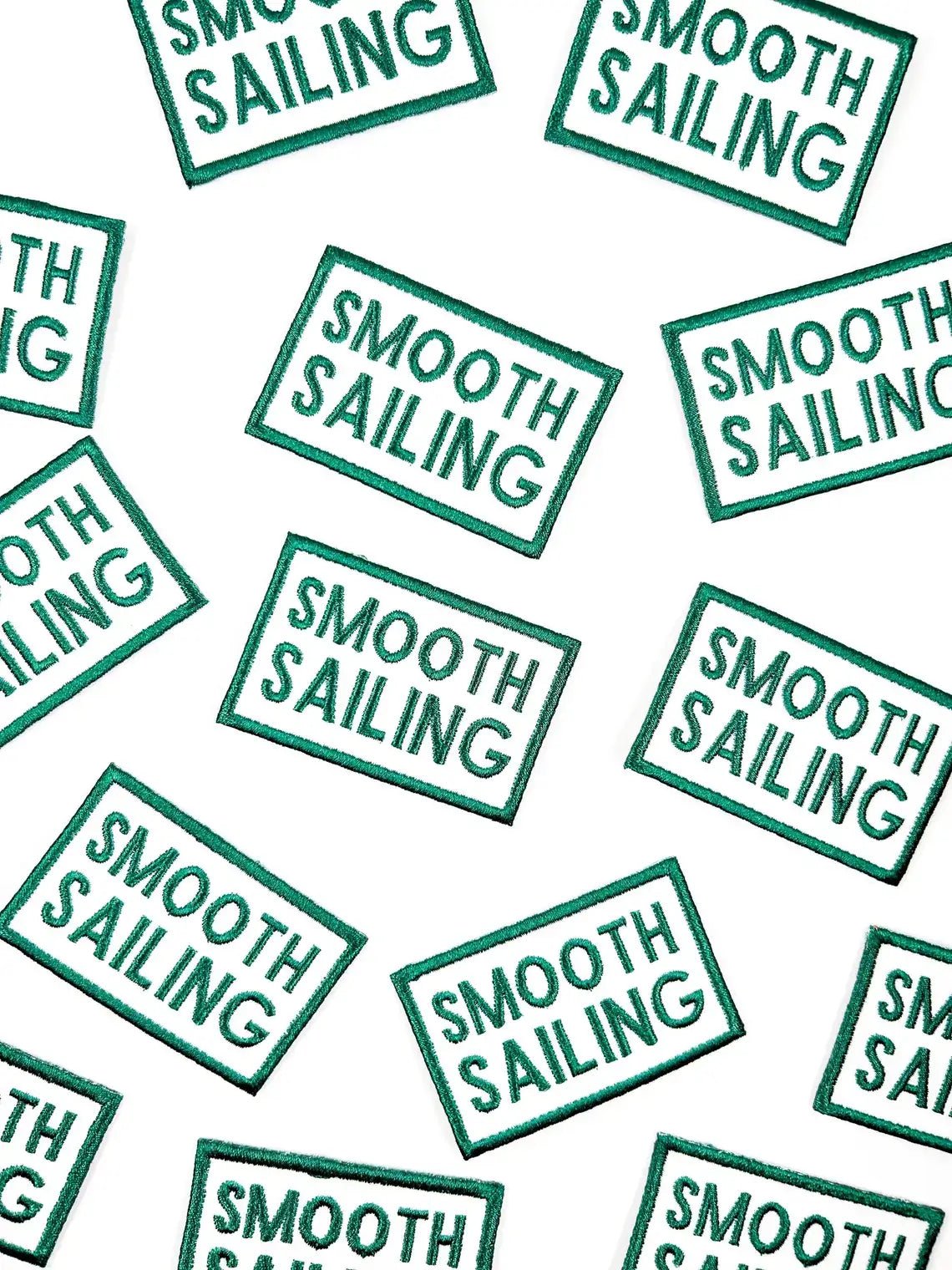 Green Smooth Sailing Embroidered Iron On Patch - Wander Together Outfitters
