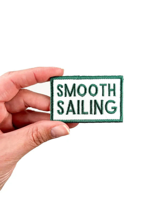 Green Smooth Sailing Embroidered Iron On Patch - Wander Together Outfitters