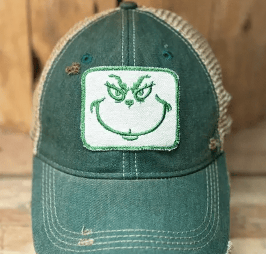 Grinch Christmas Distressef Vintage Cap - Wander Together Outfitters