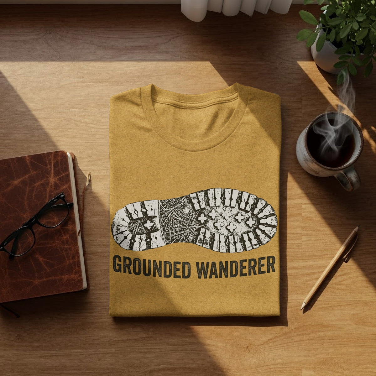 “Grounded Wanderer” Boot Print Vintage Unisex Outdoor Apparel - Wander Together Outfitters