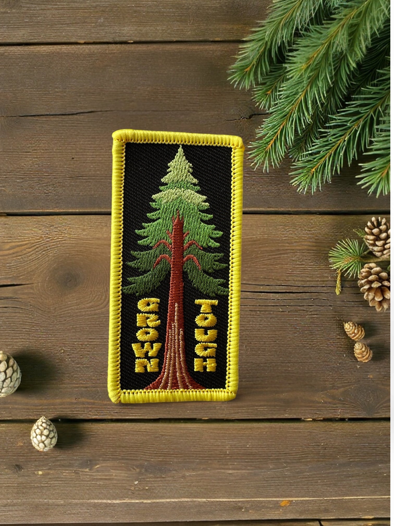“Grow Tough” Embroidered Iron On Patch - Wander Together Outfitters