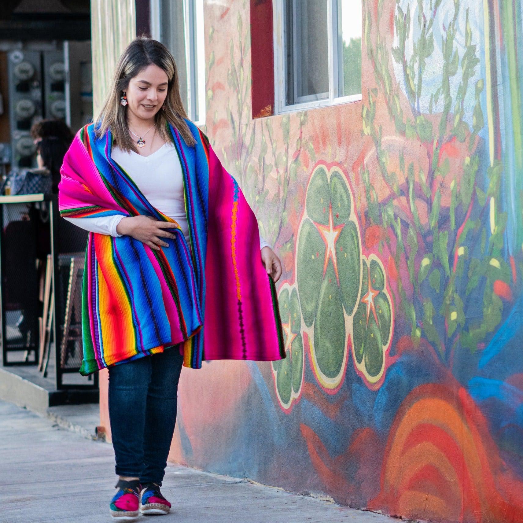 Hacienda Sarape Striped Colorful Blanket - Guatemala - Wander Together Outfitters