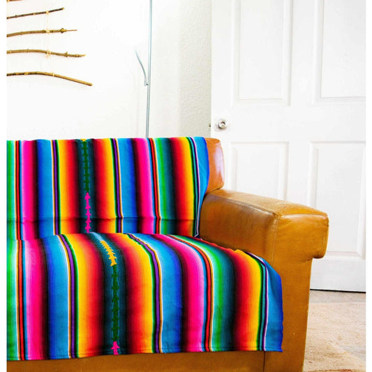 Hacienda Sarape Striped Colorful Blanket - Guatemala - Wander Together Outfitters
