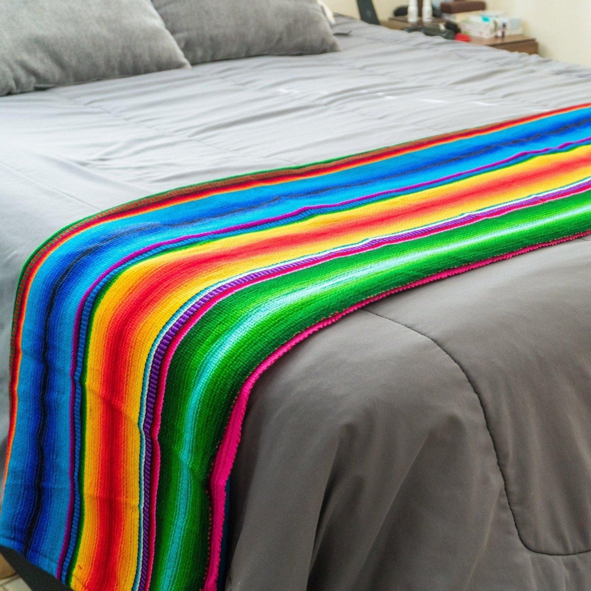 Hacienda Sarape Striped Colorful Blanket - Guatemala - Wander Together Outfitters