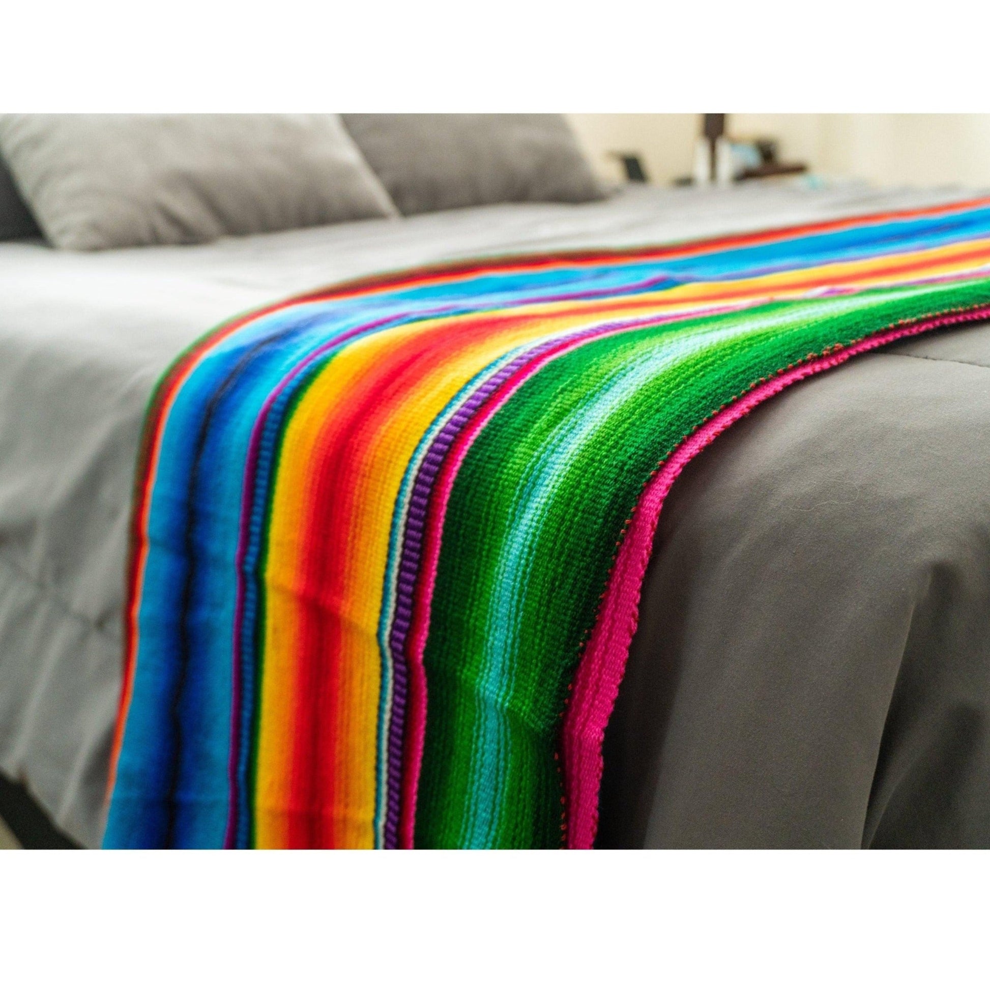 Hacienda Sarape Striped Colorful Blanket - Guatemala - Wander Together Outfitters