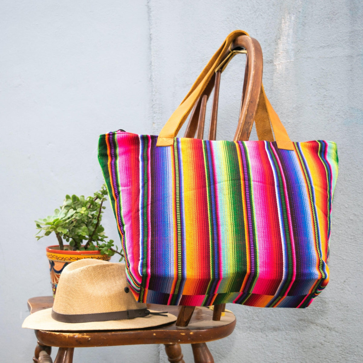 Hacienda Stripe Sustainable Computer Overnight Tote - Guatemala - Wander Together Outfitters