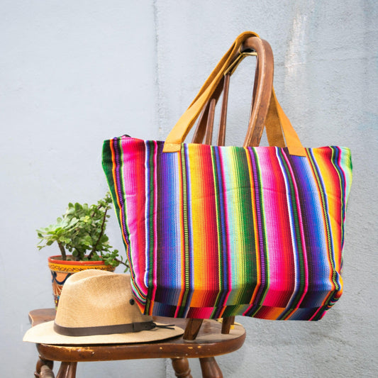 Hacienda Stripe Sustainable Computer Overnight Tote - Guatemala - Wander Together Outfitters
