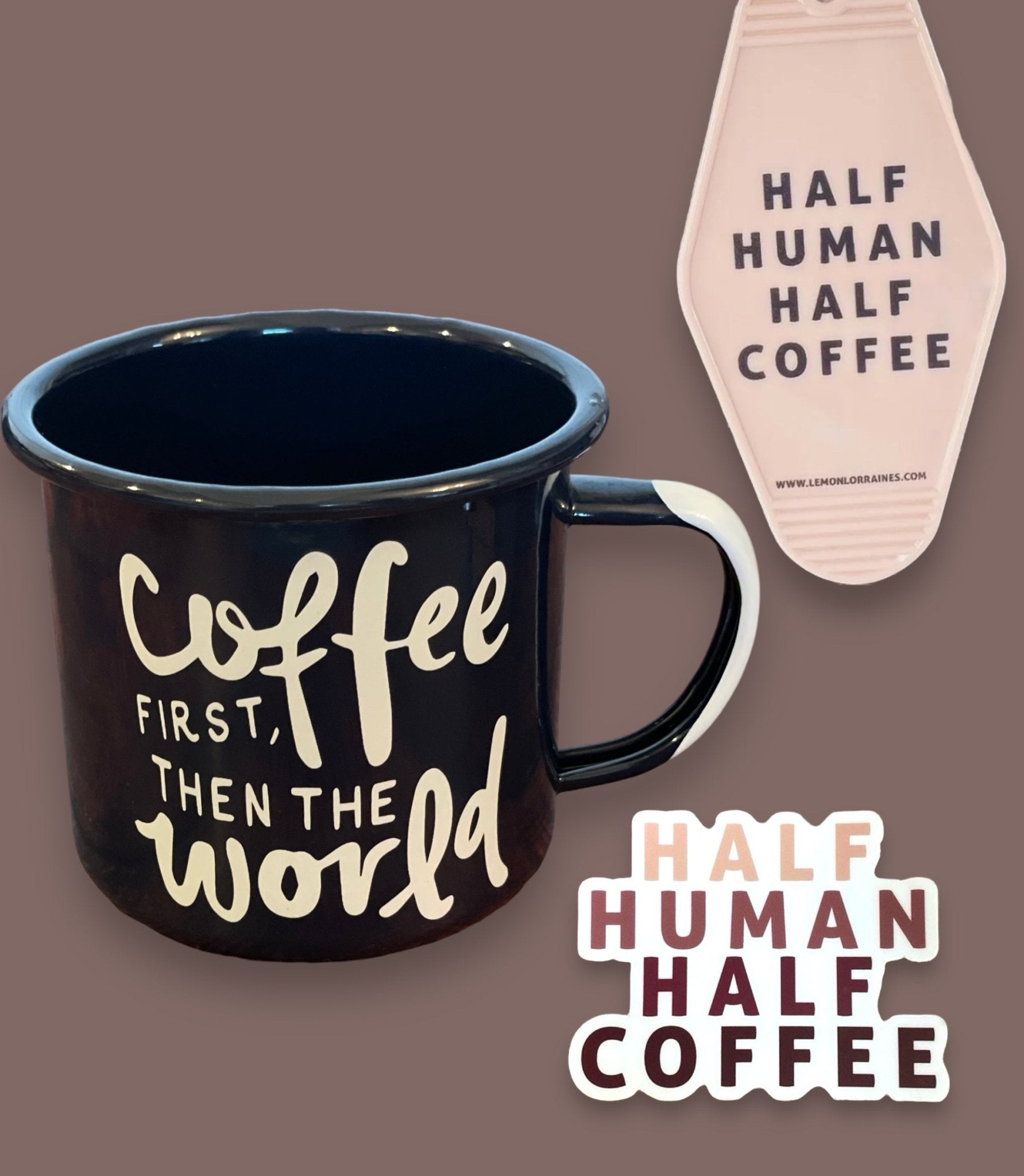 "Half Human Half Coffee" Vintage Motel Keychain - Wander Together Outfitters