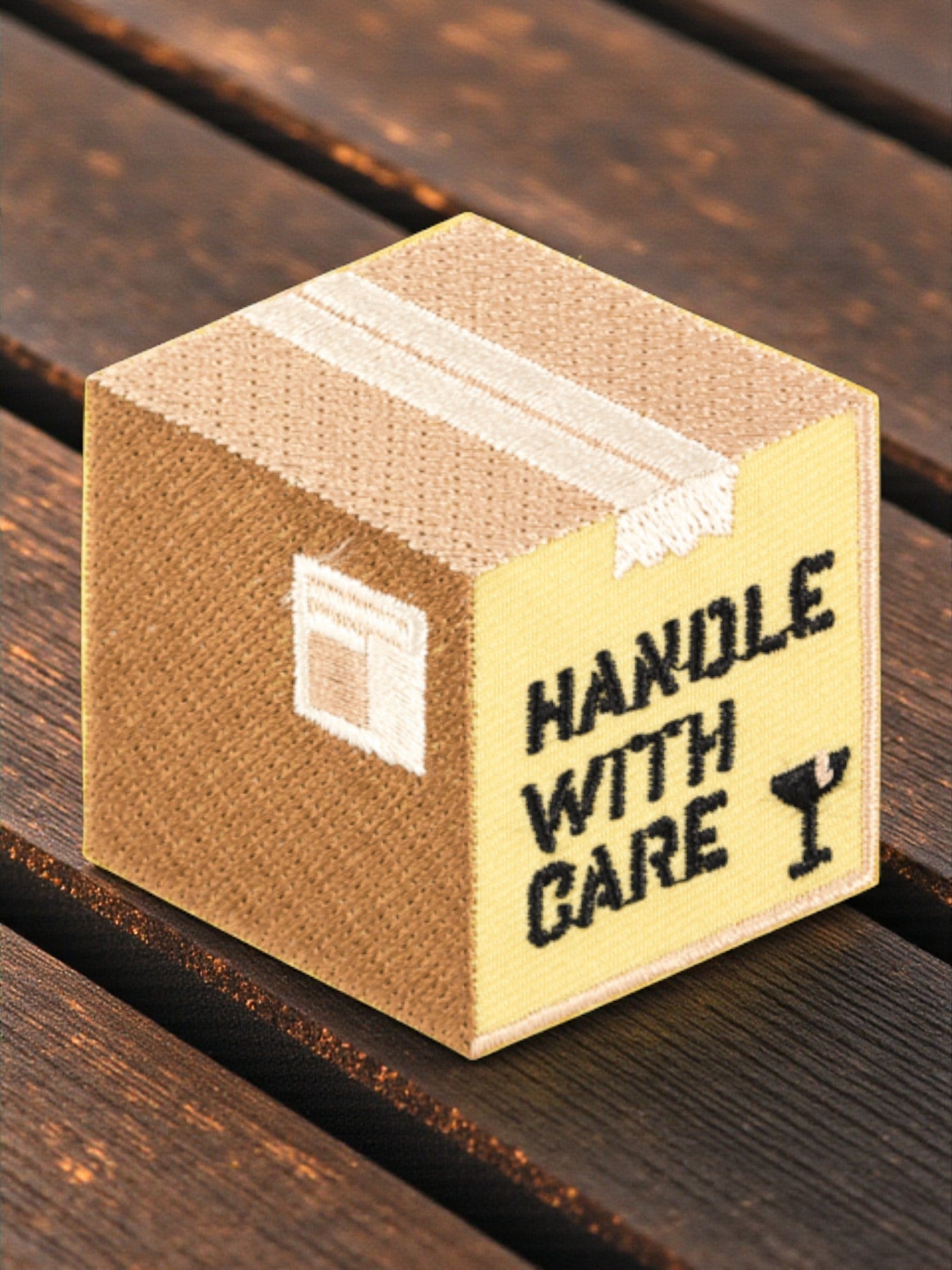 "Handle With Care" Embroidered Iron On Patch - Wander Together Outfitters