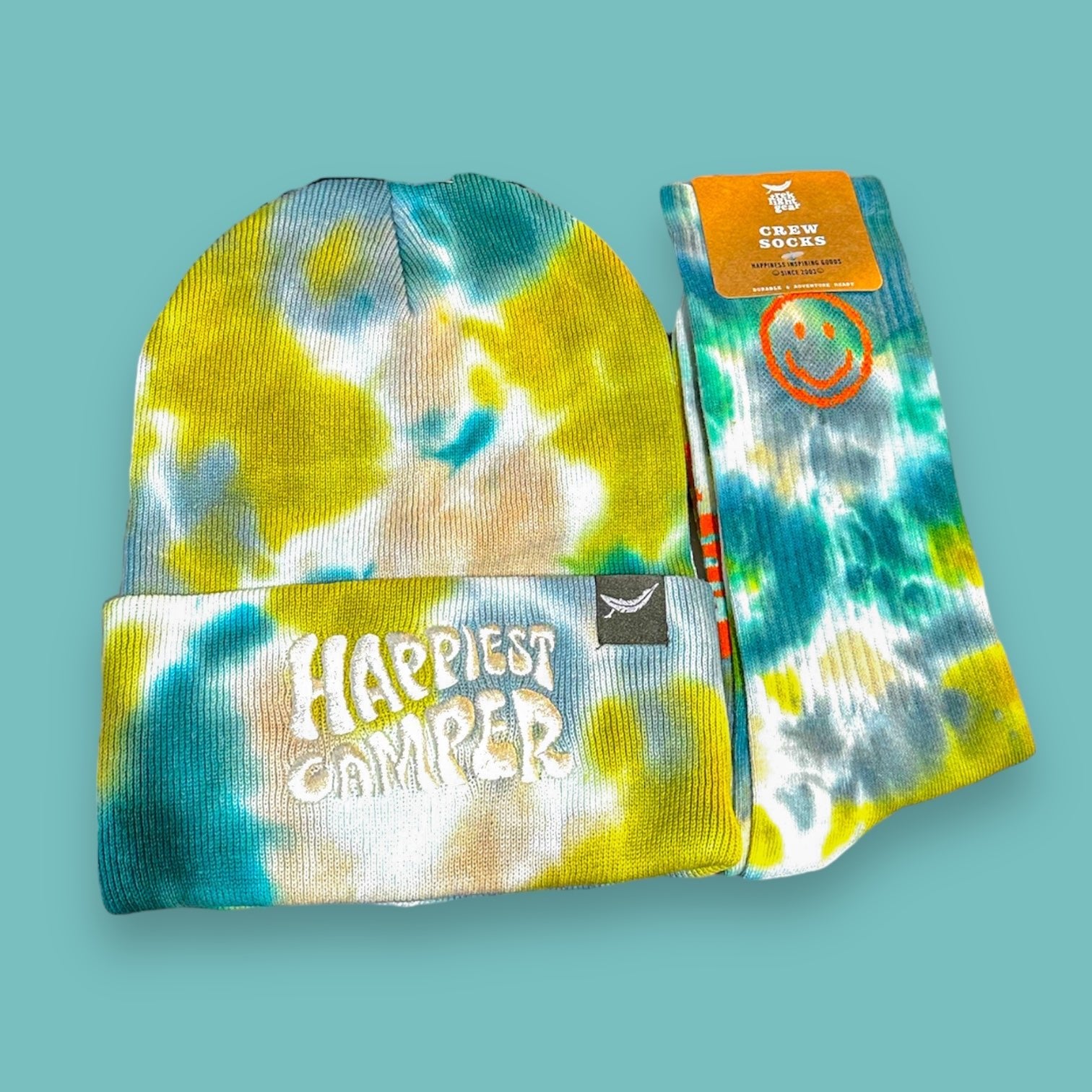 "Happiest Camper" Tie Dye Soft Beanie - Wander Together Outfitters