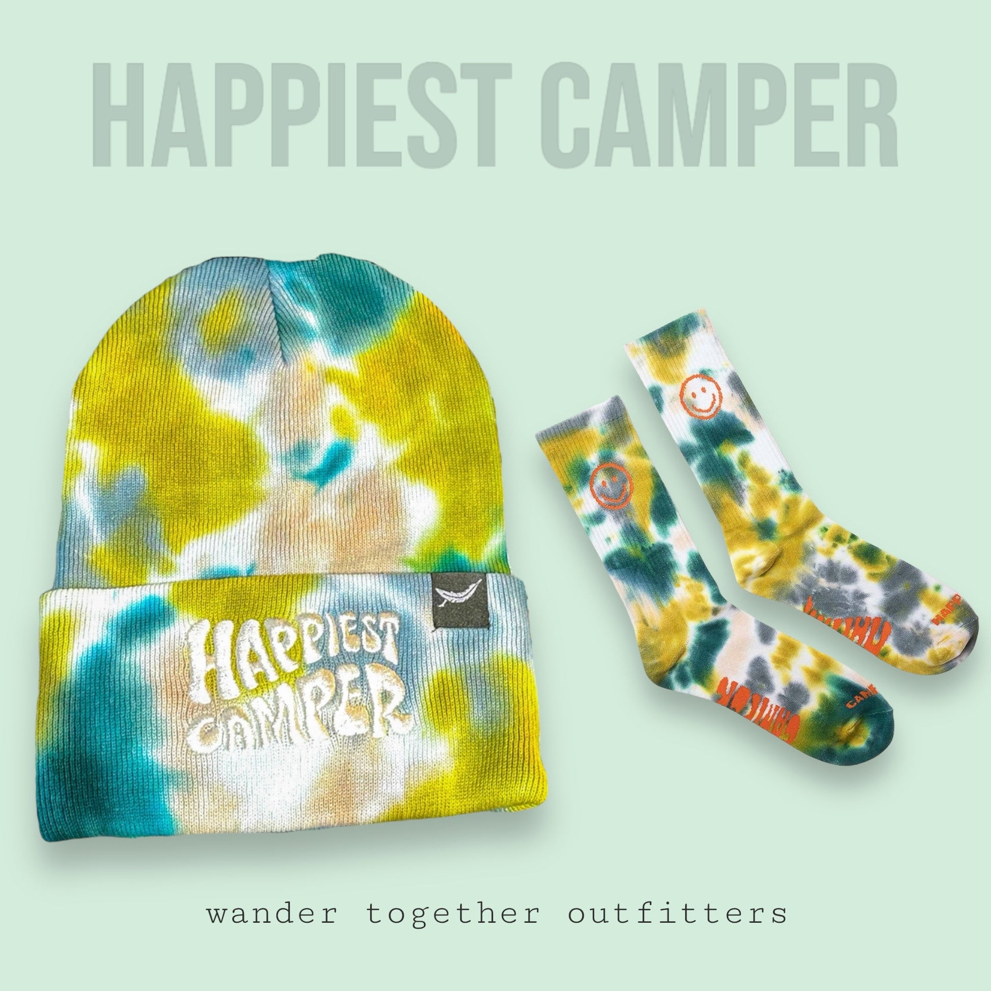 "Happiest Camper" Tie Dye Soft Beanie - Wander Together Outfitters