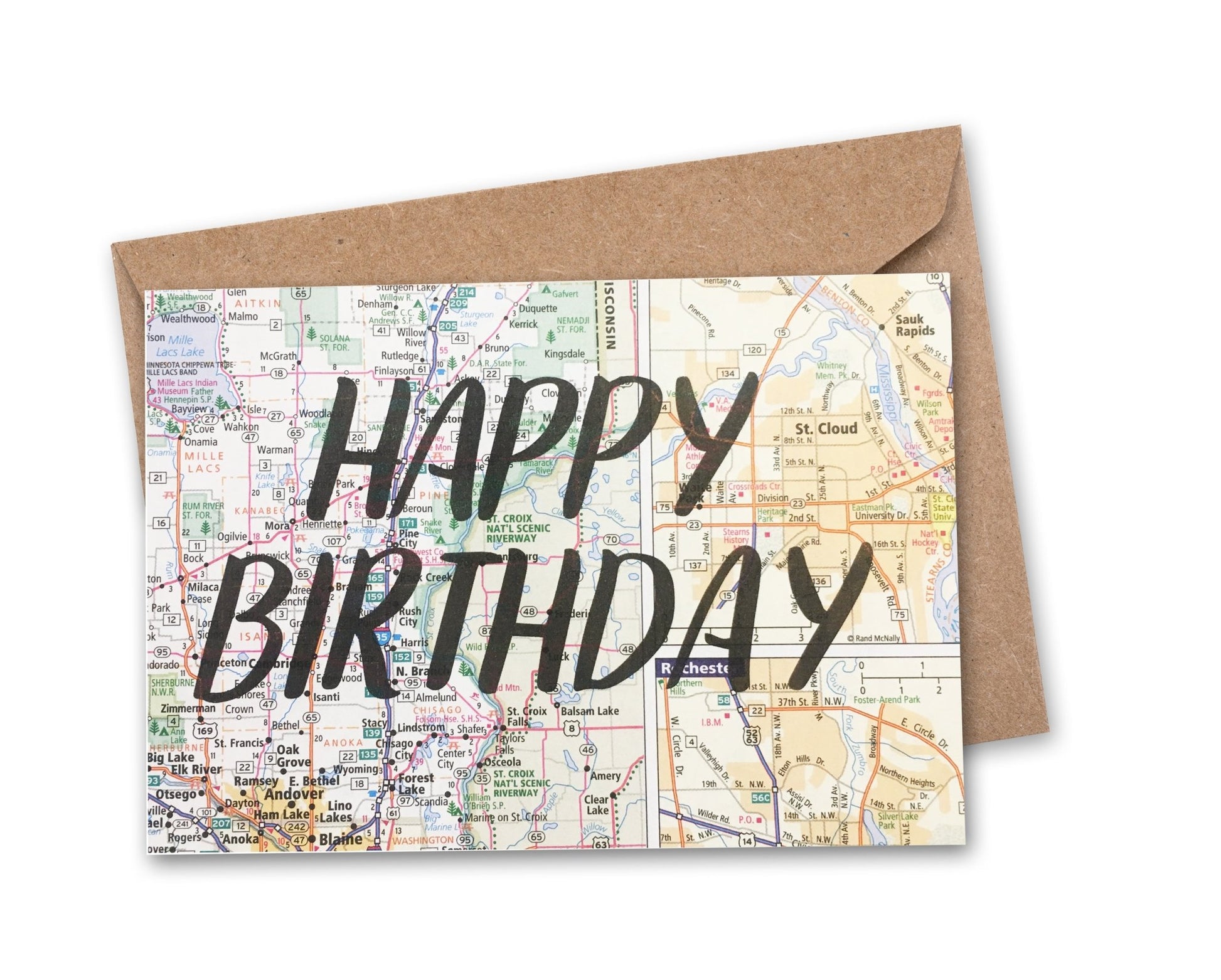"Happy Birthday" Vintage Map Greeting Card - Wander Together Outfitters