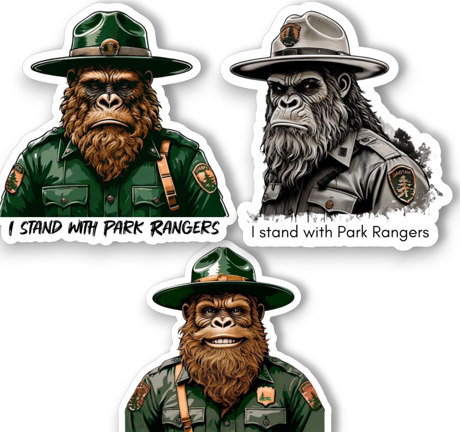 Happy Park Ranger Sasquatch or Bigfoot Vinyl 3" Vinyl Sticker - Wander Together Outfitters