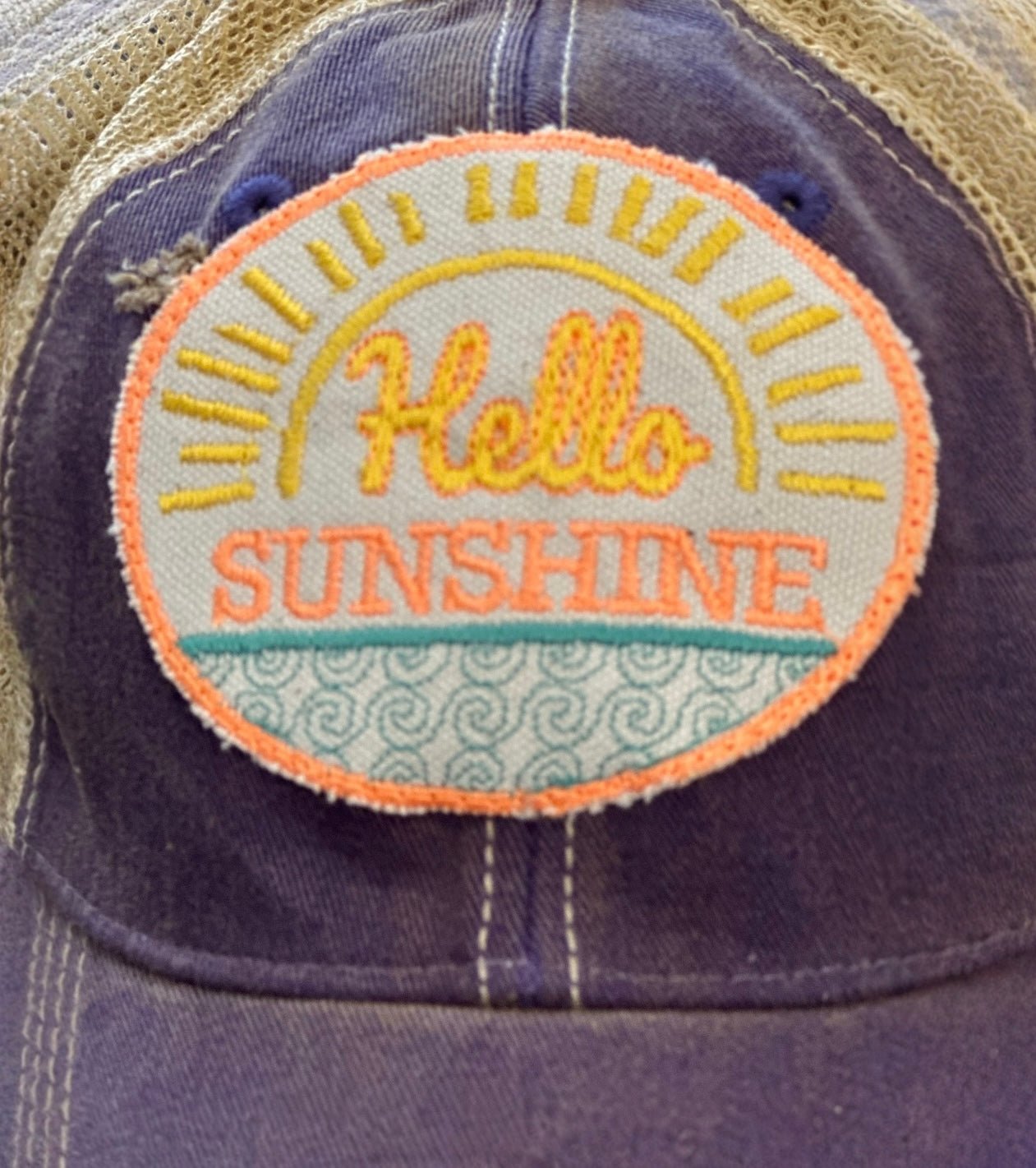 “Hello Sunshine” Distressed Trucker Hat (SALE) - Wander Together Outfitters