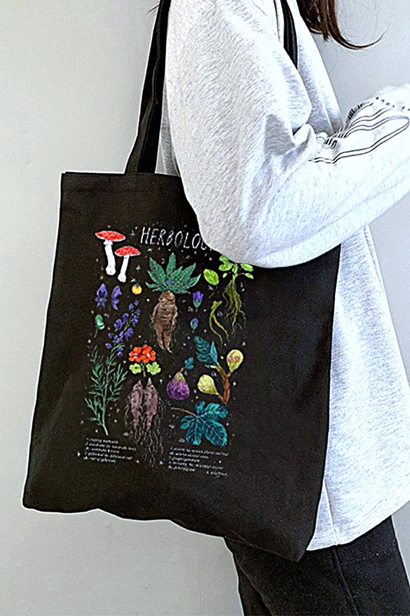 Herbology Printed Canvas Shoppers Shoulder Tote Bag - Wander Together Outfitters