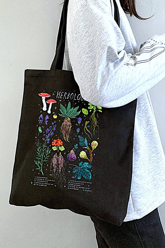 Herbology Printed Canvas Shoppers Shoulder Tote Bag - Wander Together Outfitters