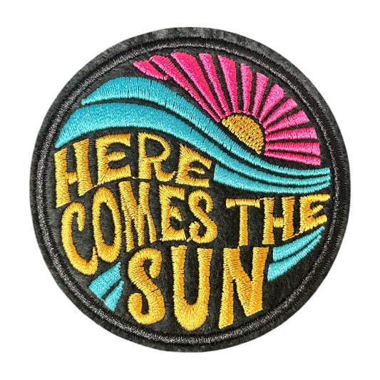 "Here Comes The Sun" Iron On Embroidered Patch - Wander Together Outfitters