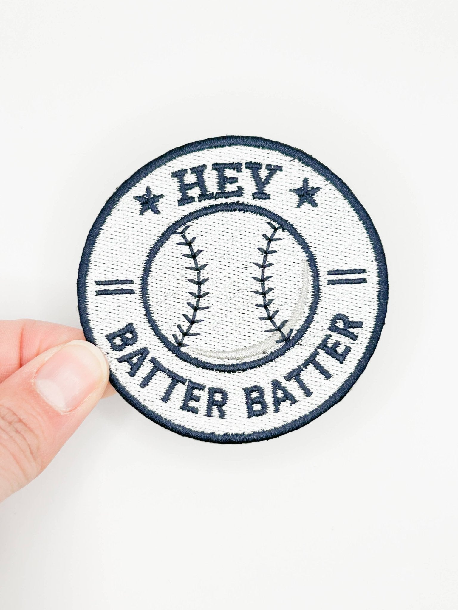 "Hey Batter Batter" Embroidered Iron On Baseball Patch - Wander Together Outfitters