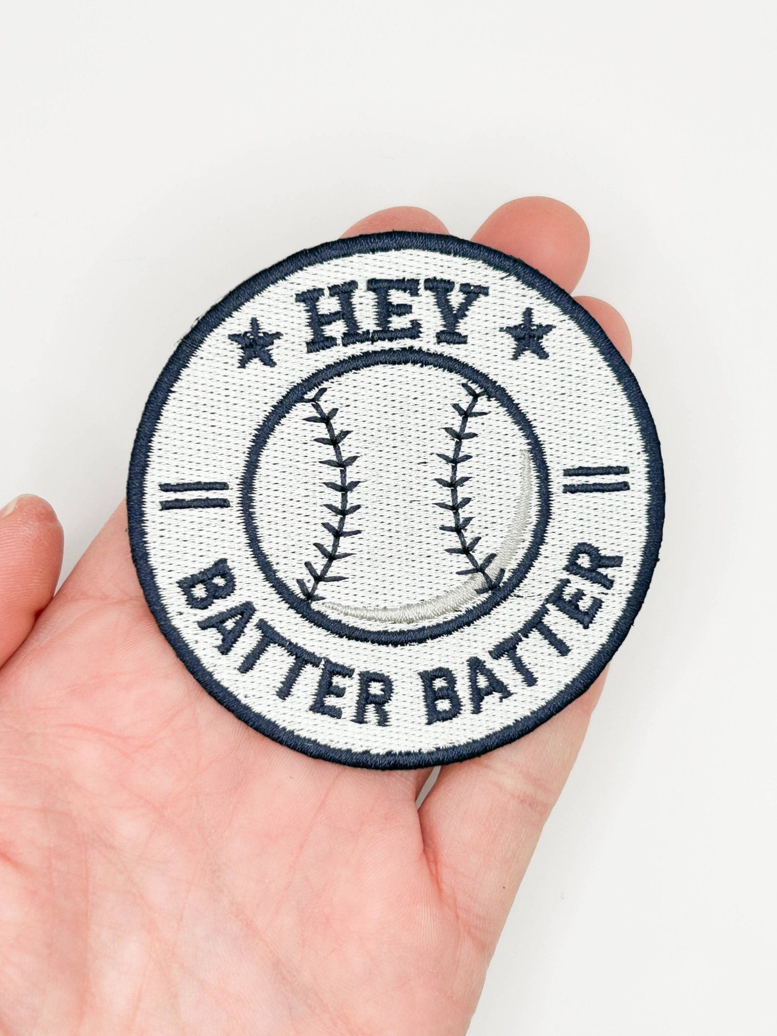 "Hey Batter Batter" Embroidered Iron On Baseball Patch - Wander Together Outfitters