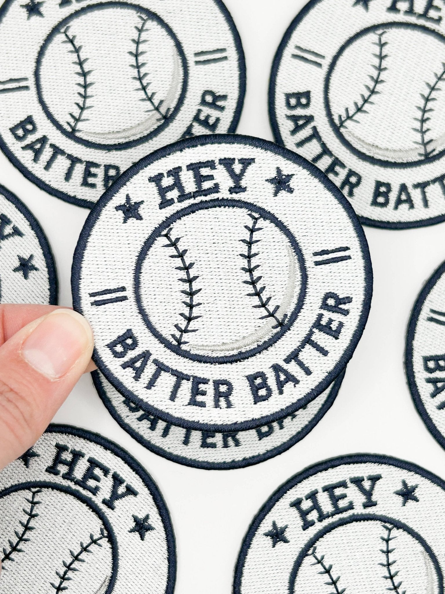"Hey Batter Batter" Embroidered Iron On Baseball Patch - Wander Together Outfitters