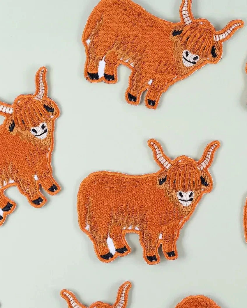 Highland Cow Embroidered Iron On Patch - Wander Together Outfitters